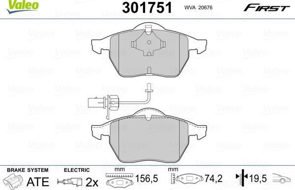 Valeo 301751 - Set placute frana,frana disc aaoparts.ro