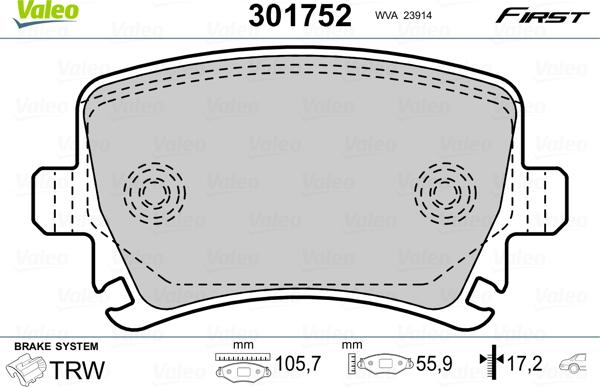 Valeo 301752 - Set placute frana,frana disc aaoparts.ro