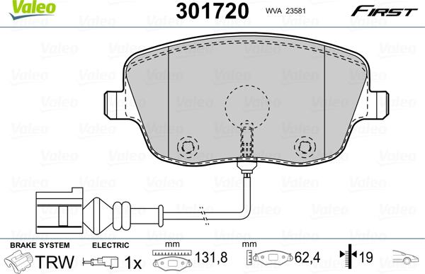 Valeo 301720 - Set placute frana,frana disc aaoparts.ro