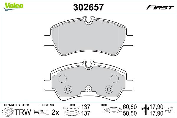 VALEO 302657 - Set placute frana,frana disc aaoparts.ro