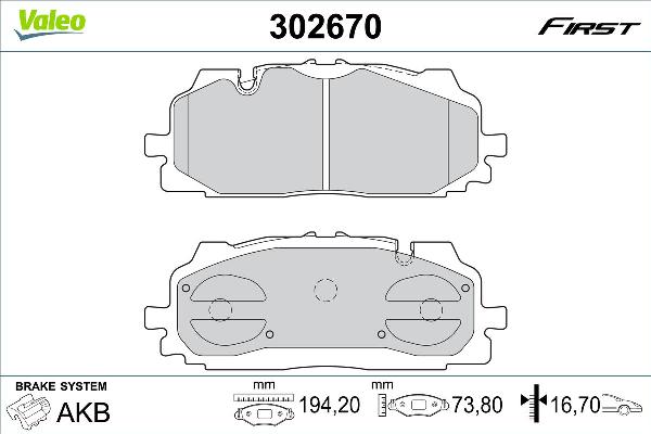 VALEO 302670 - Set placute frana,frana disc aaoparts.ro