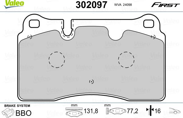 Valeo 302097 - Set placute frana,frana disc aaoparts.ro