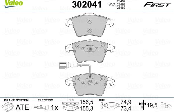 Valeo 302041 - Set placute frana,frana disc aaoparts.ro