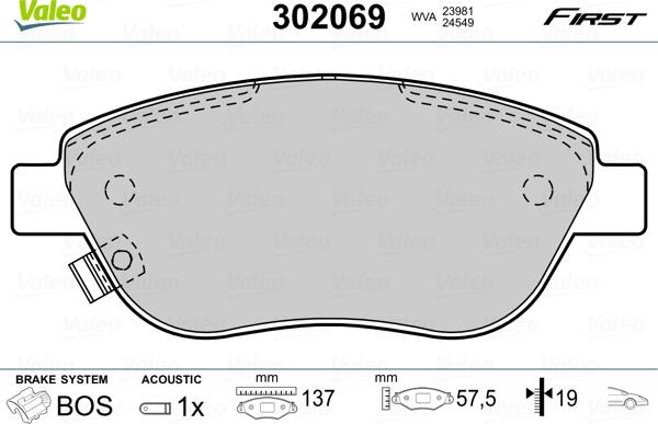 Valeo 302069 - Set placute frana,frana disc aaoparts.ro