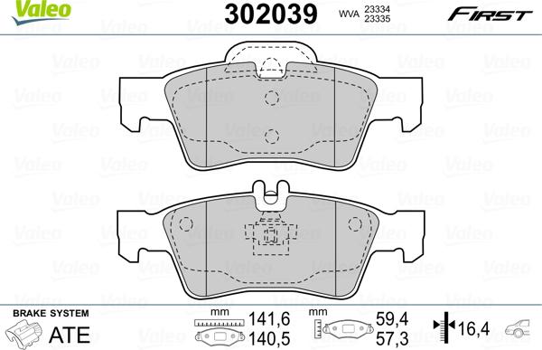 Valeo 302039 - Set placute frana,frana disc aaoparts.ro