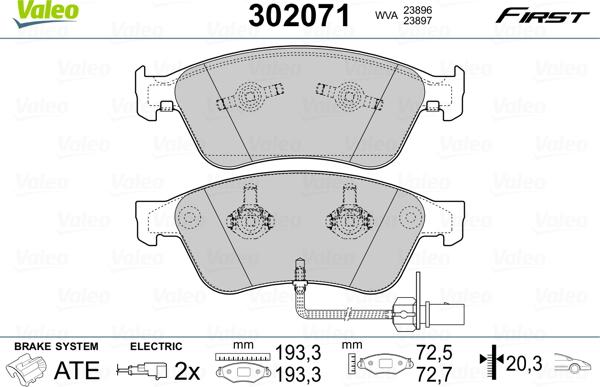 Valeo 302071 - Set placute frana,frana disc aaoparts.ro