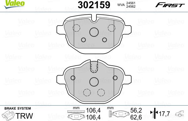 Valeo 302159 - Set placute frana,frana disc aaoparts.ro
