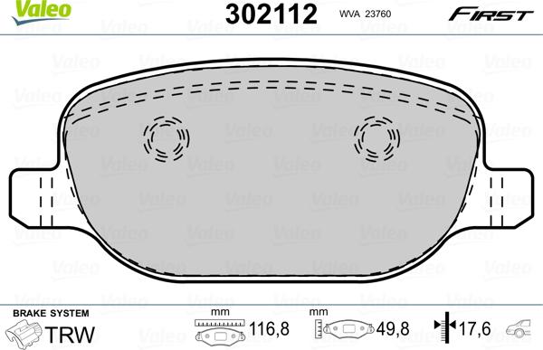 Valeo 302112 - Set placute frana,frana disc aaoparts.ro