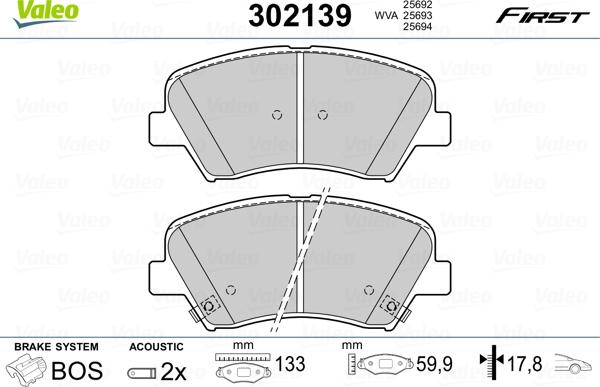 Valeo 302139 - Set placute frana,frana disc aaoparts.ro