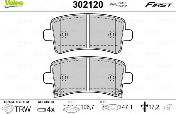 Valeo 302120 - Set placute frana,frana disc aaoparts.ro