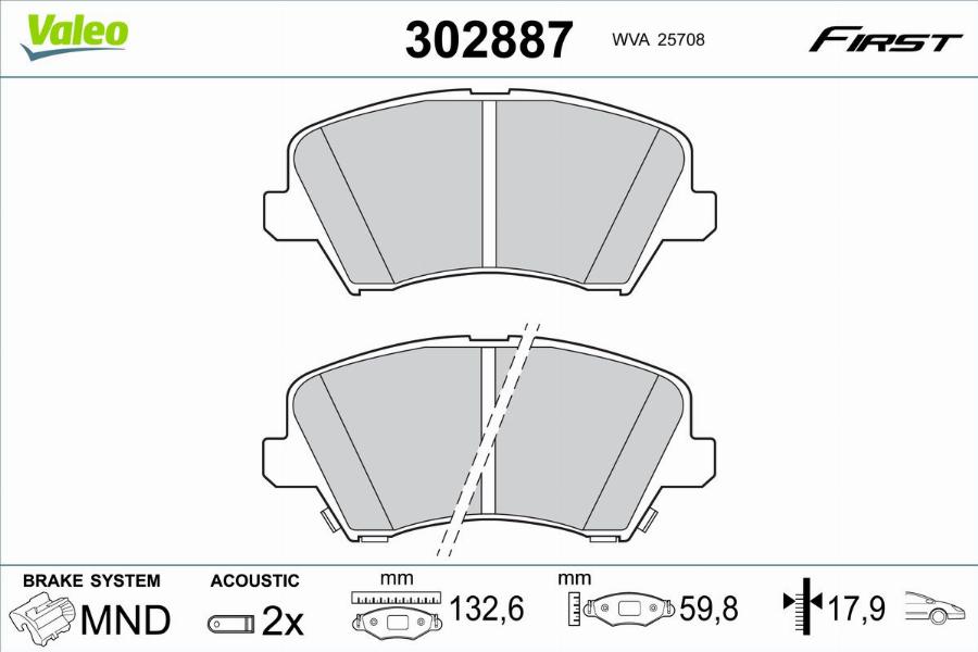 Valeo 302887 - Set placute frana,frana disc aaoparts.ro