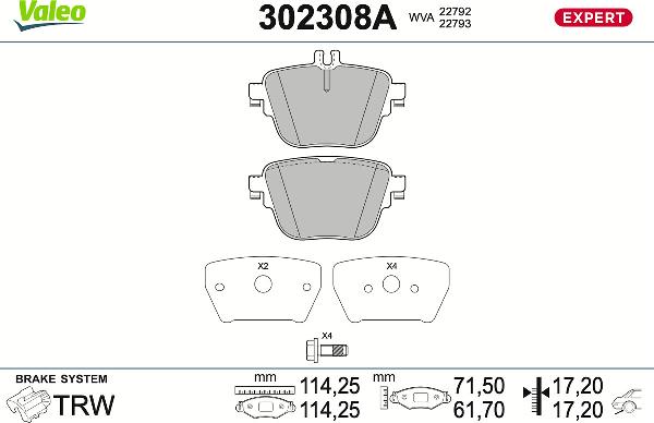 VALEO 302308A - Set placute frana,frana disc aaoparts.ro
