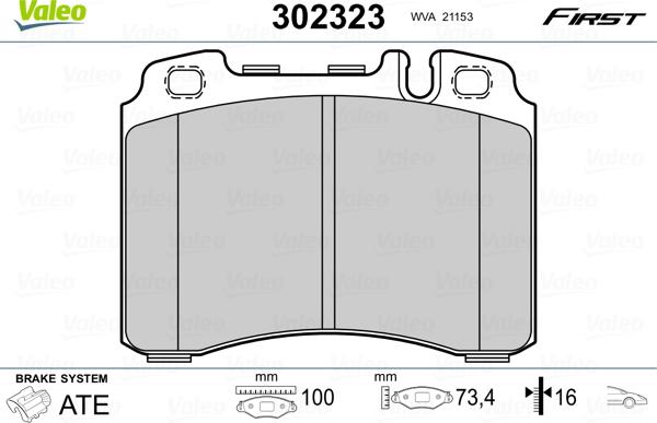 Valeo 302323 - Set placute frana,frana disc aaoparts.ro