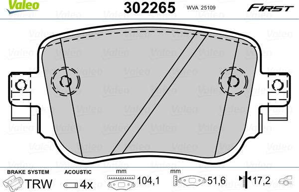 Valeo 302265 - Set placute frana,frana disc aaoparts.ro