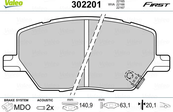 Valeo 302201 - Set placute frana,frana disc aaoparts.ro