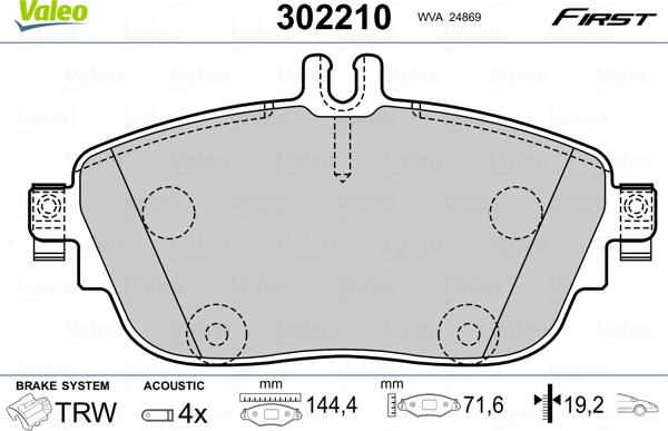 Valeo 302210 - Set placute frana,frana disc aaoparts.ro