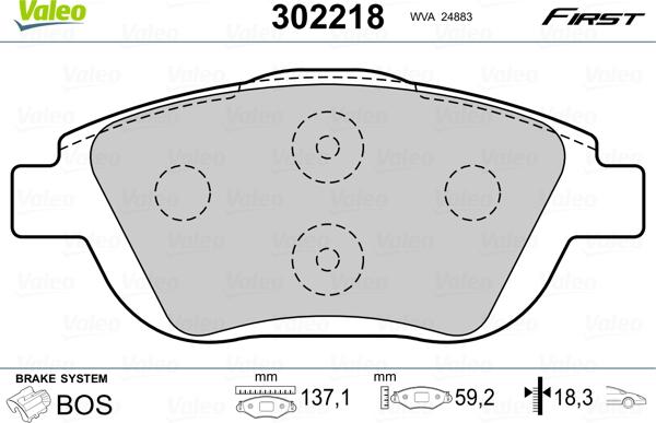 Valeo 302218 - Set placute frana,frana disc aaoparts.ro