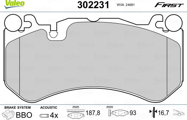 Valeo 302231 - Set placute frana,frana disc aaoparts.ro