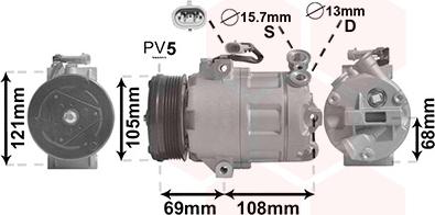 Van Wezel 3700K138 - Compresor, climatizare aaoparts.ro