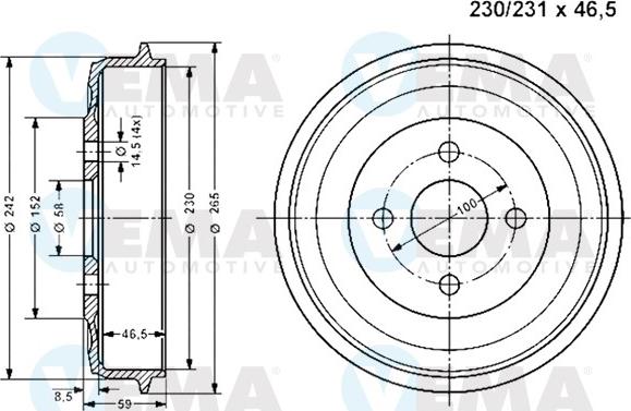 VEMA 800962 - Tambur frana aaoparts.ro