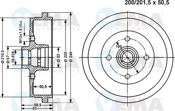 VEMA 800975 - Tambur frana aaoparts.ro