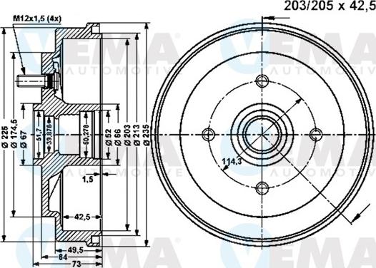 VEMA 801341 - Tambur frana aaoparts.ro