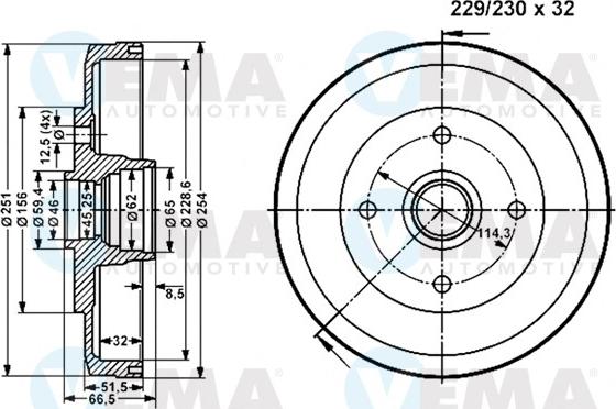 VEMA 801356 - Tambur frana aaoparts.ro