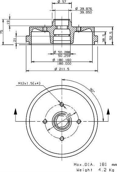 Villar 627.0040 - Tambur frana aaoparts.ro