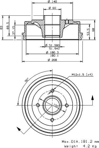 Villar 627.0033 - Tambur frana aaoparts.ro