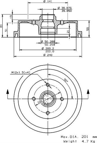 Villar 627.0037 - Tambur frana aaoparts.ro