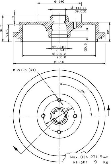Villar 627.0073 - Tambur frana aaoparts.ro