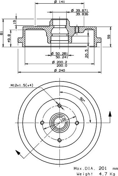 Villar 627.0072 - Tambur frana aaoparts.ro