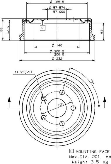 Villar 627.0183 - Tambur frana aaoparts.ro