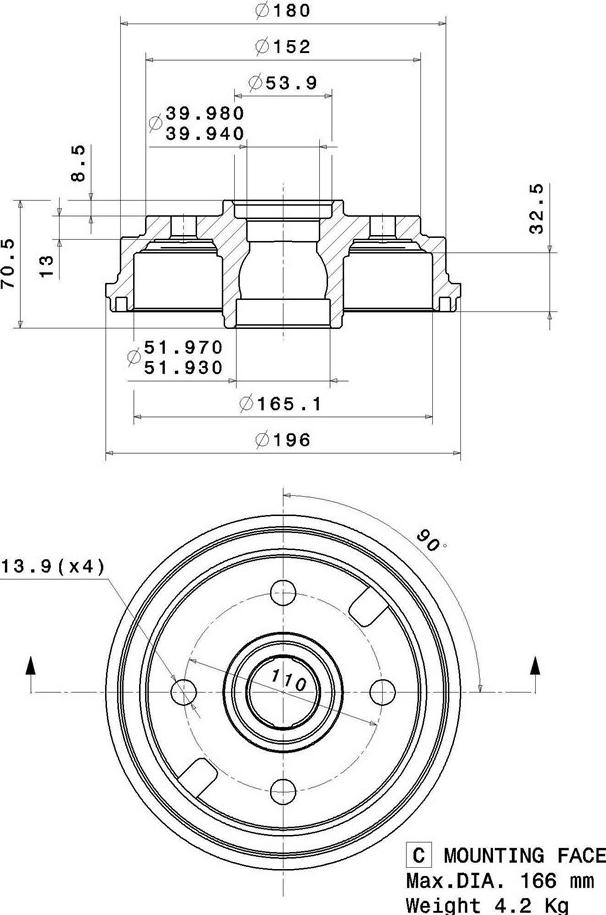 Villar 627.0285 - Tambur frana aaoparts.ro