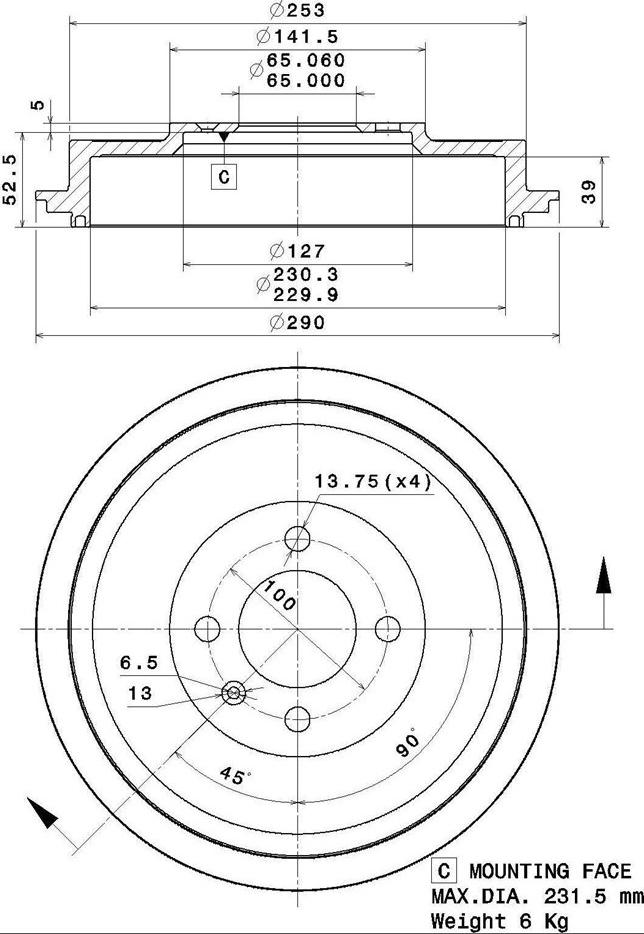 Villar 627.0277 - Tambur frana aaoparts.ro