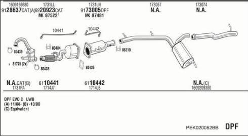 Walker PEK020052BB - Sistem de esapament aaoparts.ro