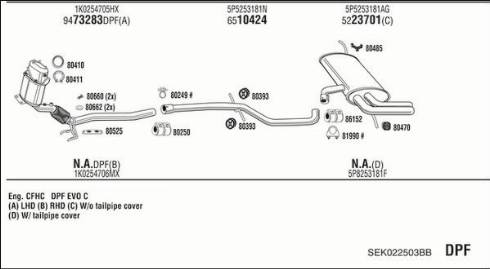 Walker SEK022503BB - Sistem de esapament aaoparts.ro