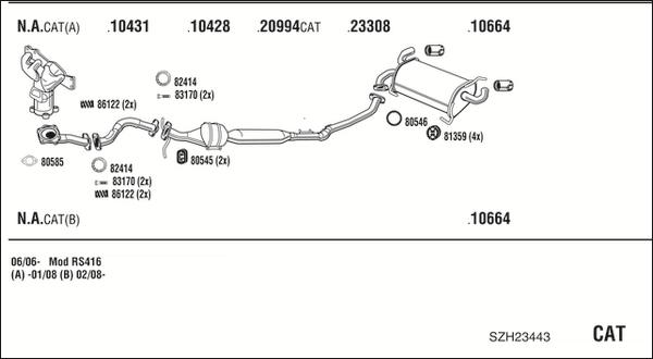 Walker SZH23443 - Sistem de esapament aaoparts.ro