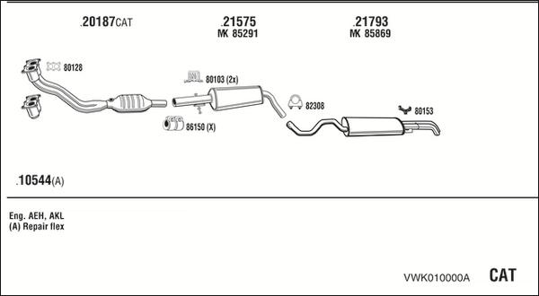 Walker VWK010000A - Sistem de esapament aaoparts.ro