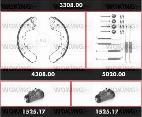 Woking 3308.00 - Set saboti frana aaoparts.ro