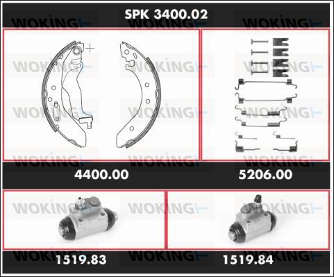 Woking SPK 3400.02 - Set saboti frana aaoparts.ro