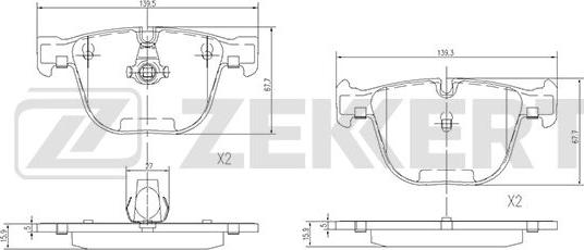 Zekkert BS-1582 - Set placute frana,frana disc aaoparts.ro
