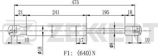 Zekkert GF-2152 - Amortizor portbagaj aaoparts.ro