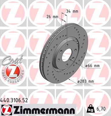 Zimmermann 440.3106.52 - Disc frana aaoparts.ro