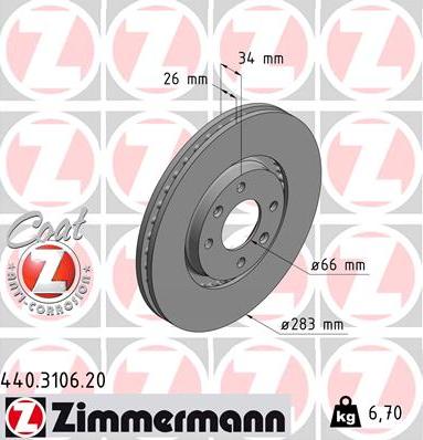 Zimmermann 440.3106.20 - Disc frana aaoparts.ro