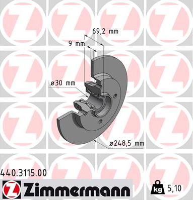 Zimmermann 440.3115.00 - Disc frana aaoparts.ro