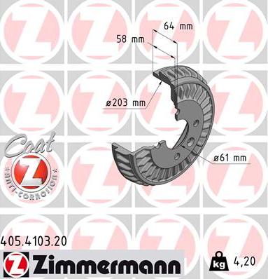 Zimmermann 405.4103.20 - Tambur frana aaoparts.ro
