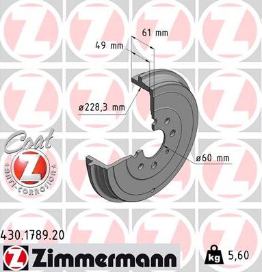 Zimmermann 430.1789.20 - Tambur frana aaoparts.ro