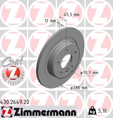 Zimmermann 430.2649.20 - Disc frana aaoparts.ro