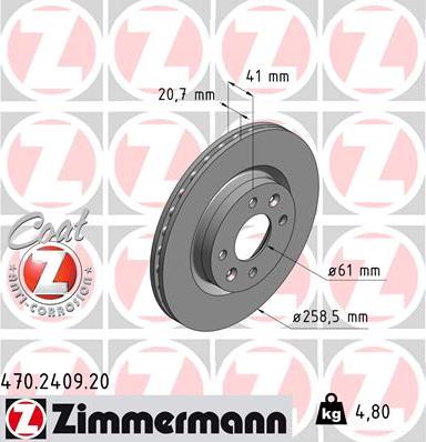 Zimmermann 470.2409.20 - Disc frana aaoparts.ro